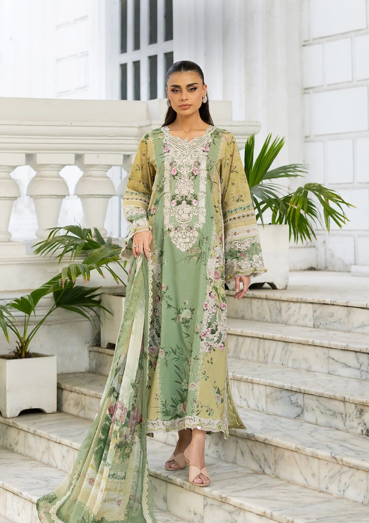 Signature Embroidered Lawn with Chiffon Collection ESG-1A ELARA - Image 2