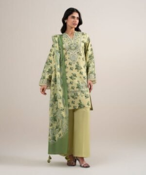Sapphire Women’s Unstitched Lawn Embroidered Light Yellow  – V651