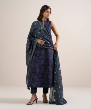 Sapphire Women’s Unstitched Lawn Printed Black and Purple  – V612