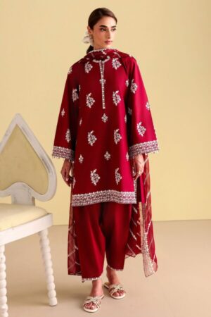 Cross Stitch ROYAL GARNET-3PC EMBROIDERED LAWN SUIT