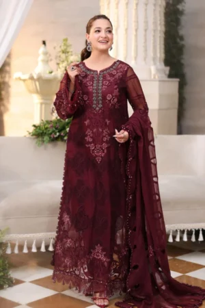 Maria B Chiffon Collection | Chiffons 2026 | MPC-26-108-Burgundy