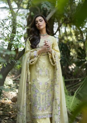 Elaf Luxury Lawn Vol 2 | 2026 || ELQ-7A BUTTER YELLOW