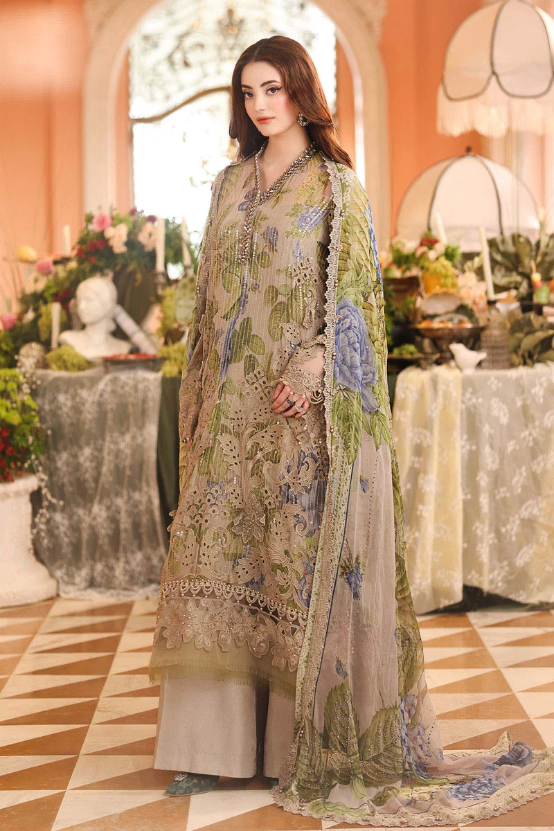 Maria B Chiffon/ Royal Tea Affair/Warm Beige/Coffee - Image 4
