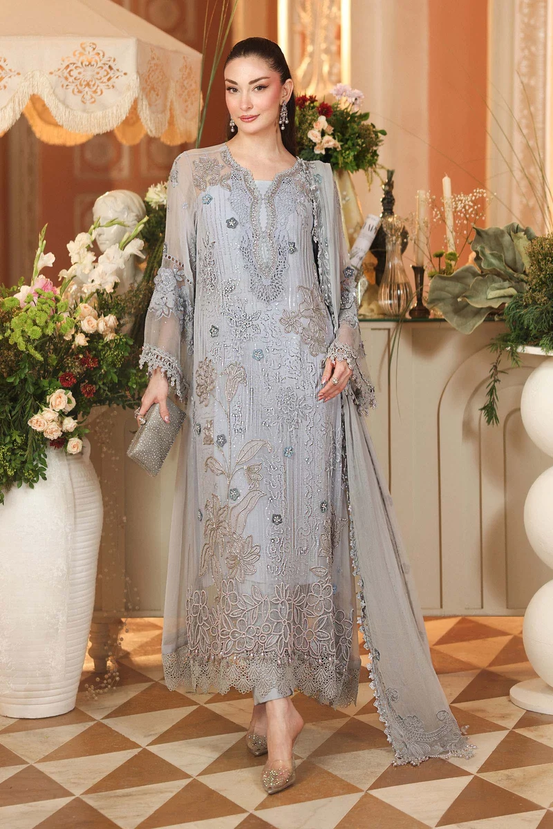 Maria B Chiffon/ Royal Tea Affair/Ice Blue