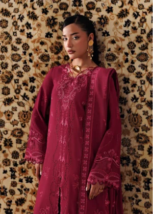 Alternative view of Q line by Qalamkar Embroidered Slub Linen  Aleena QLW-02