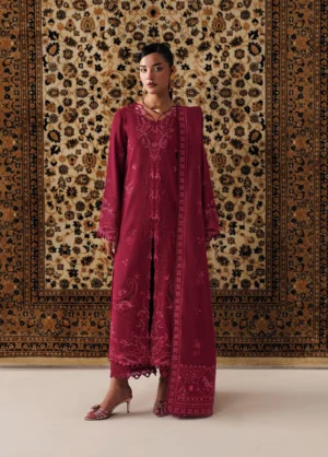 Q line by Qalamkar Embroidered Slub Linen  Aleena QLW-02