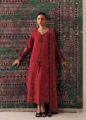 Alternative view of Q line by Qalamkar Embroidered Slub Linen  Zaira QLW-03