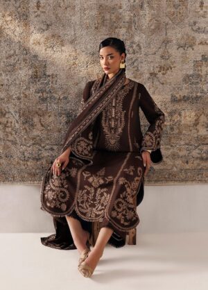 Alternative view of Q line by Qalamkar Embroidered Slub Linen  Shaheen QLW-04