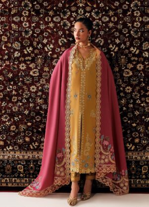 Alternative view of Q line by Qalamkar Embroidered Slub Linen  Nyra QLW-06