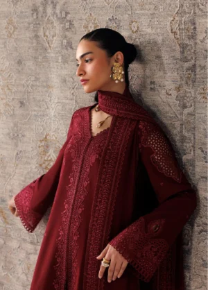 Q line by Qalamkar Embroidered Slub Linen  Neirah QLW-08