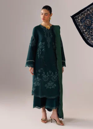 Q line by Qalamkar Embroidered Slub Linen  Roma QLW-09