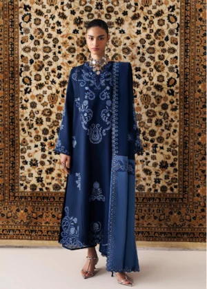 Q line by Qalamkar Embroidered Slub Linen 3  Seran QLW-10