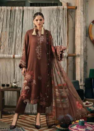 M Prints by Maria B Unstitched Embroidered Dobby Linen 3 Piece Suit - 10B