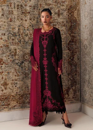Q line by Qalamkar Embroidered Slub Linen  Yani QLW-12
