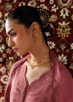 Alternative view of Q line by Qalamkar Embroidered Slub Linen  Daniya QLW-13