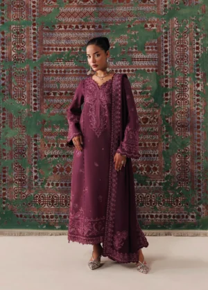 Q line by Qalamkar Embroidered Slub Linen  Farwa QLW-14