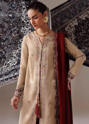 Alternative view of Q line by Qalamkar Embroidered Slub Linen  Hamna QLW-16