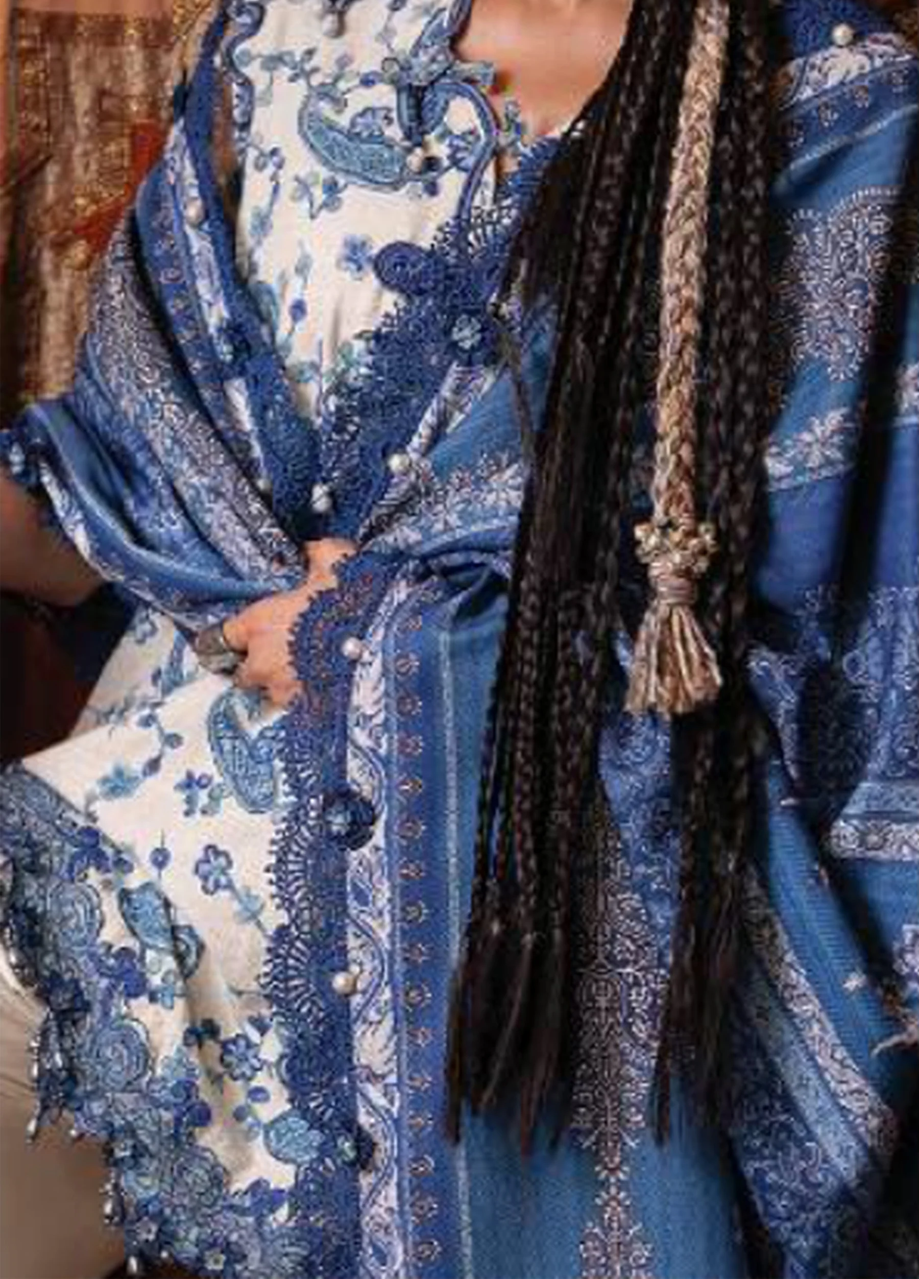 M Prints by Maria B Unstitched Printed Cambric 3 Piece Suit- 8A - Image 3