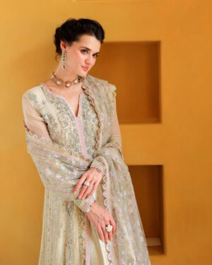 Bachelorette by Mushq Unstitched Hand work Chiffon - Blush Hour