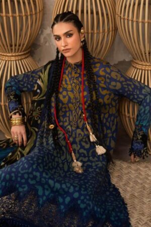 Alternative view of M Prints by Maria B Unstitched Printed Linen 3 Piece Suit - 1B