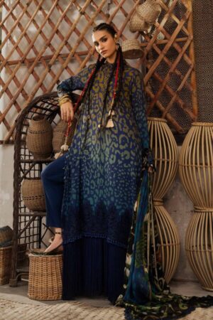 M Prints by Maria B Unstitched Printed Linen 3 Piece Suit - 1B
