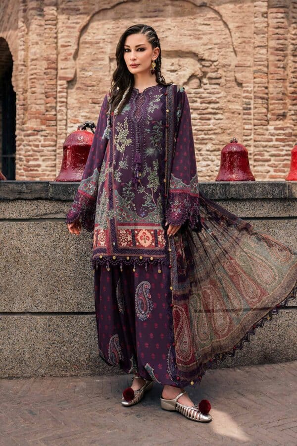 M Prints by Maria B Unstitched Printed Cambric 3 Piece Suit - 2B - Image 2