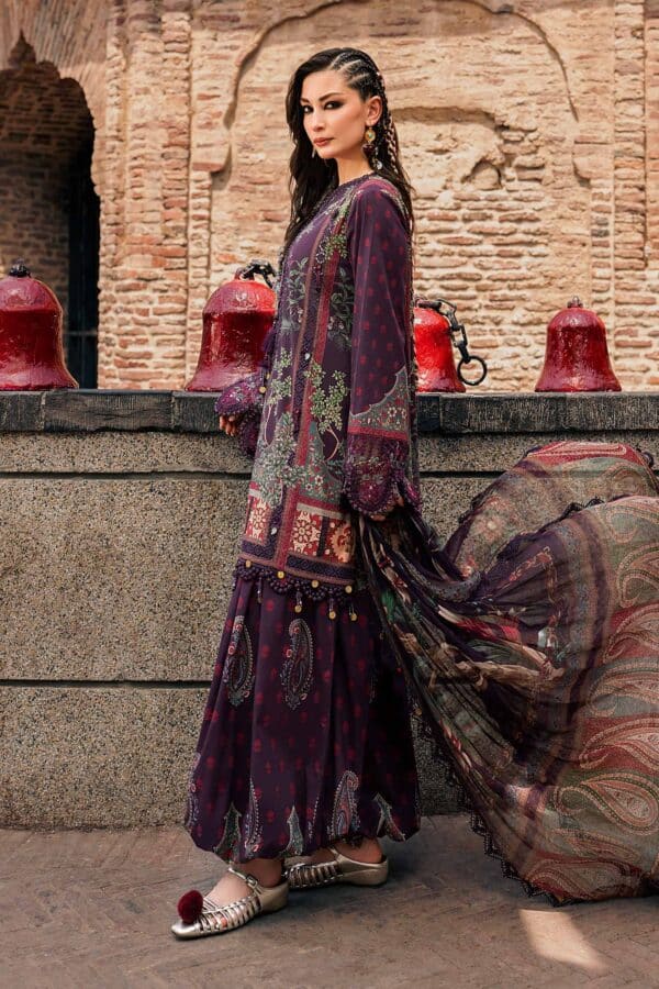 M Prints by Maria B Unstitched Printed Cambric 3 Piece Suit - 2B - Image 4