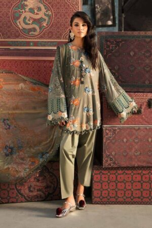 Alternative view of M Prints by Maria B Unstitched Embossed Cambric 3 Piece Suit - 3A
