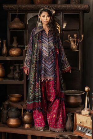 M Prints by Maria B Unstitched Printed Cambric 3 Piece Suit -7B