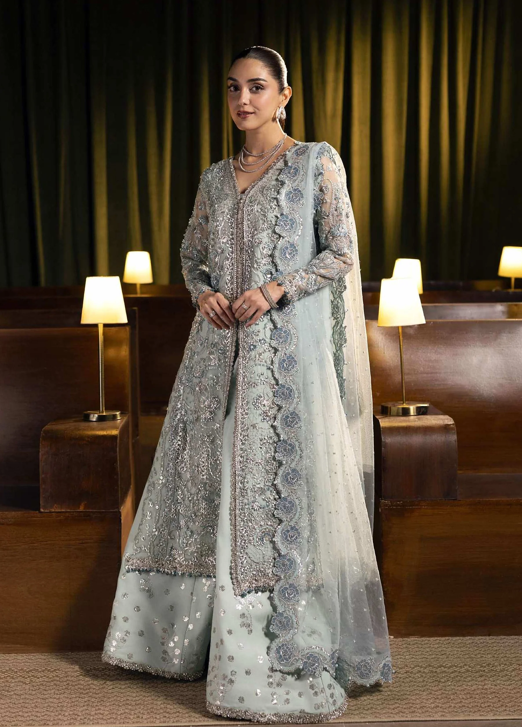 Seranade by Elaf Unstitched Embroidered Poly Net 3 Piece Suit Lumière -04