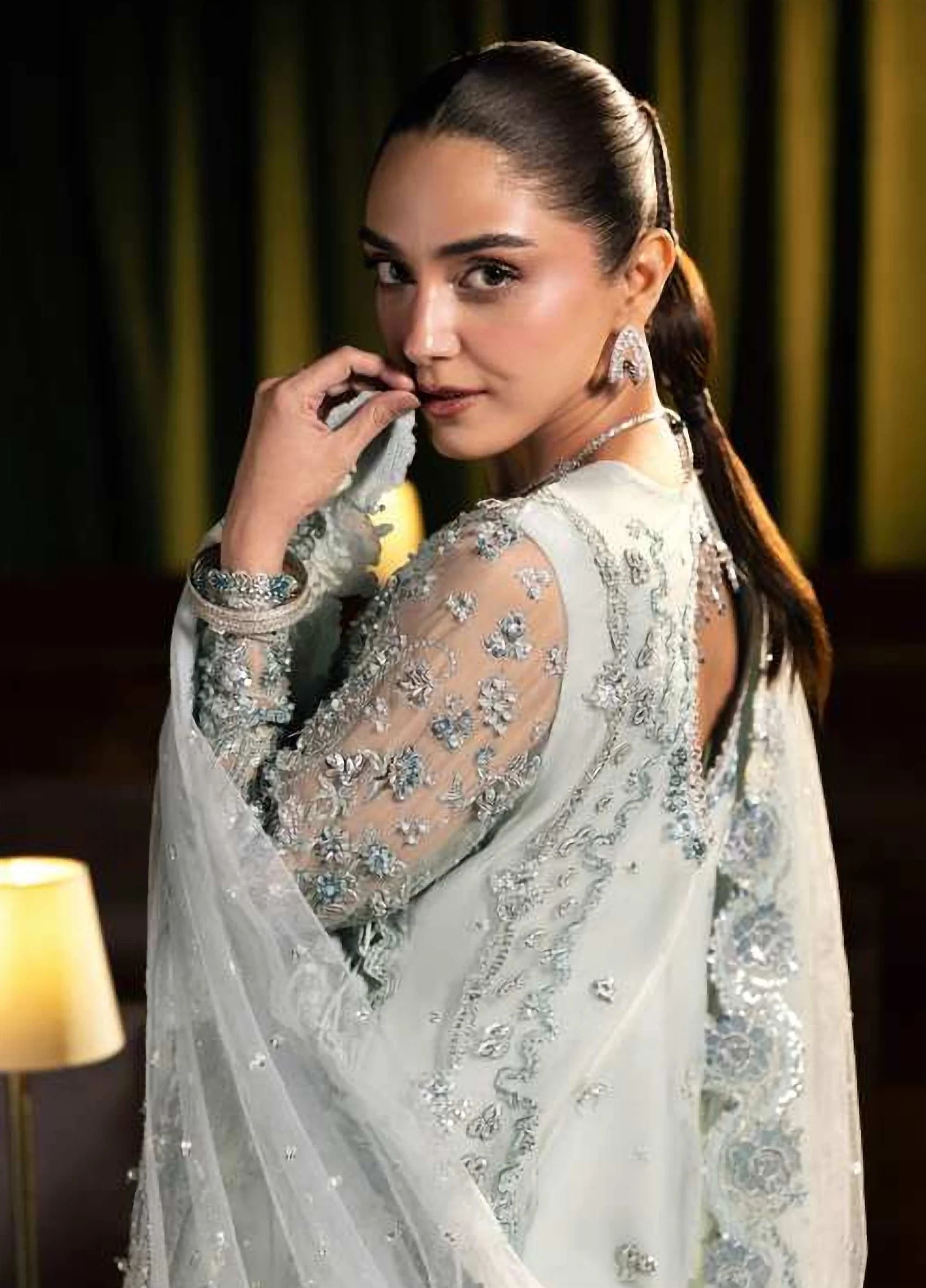 Seranade by Elaf Unstitched Embroidered Poly Net 3 Piece Suit Lumière -04 - Image 6