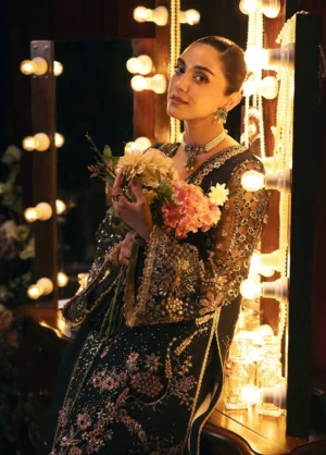 Alternative view of Seranade by Elaf Unstitched Embroidered Poly Net 3 Piece Suit Masquerade - 05