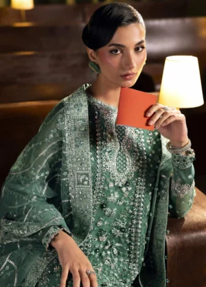 Alternative view of Seranade by Elaf Unstitched Embroidered Organza 3 Piece Suit Verdella - 10