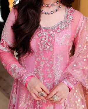 Alternative view of Bachelorette by Mushq Unstitched Embroidered Chiffon - Pink Promise