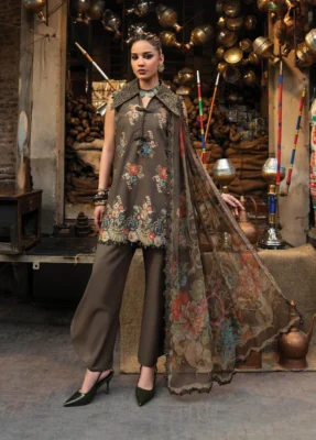M Prints by Maria B Unstitched Embossed Cambric 3 Piece Suit - 3B