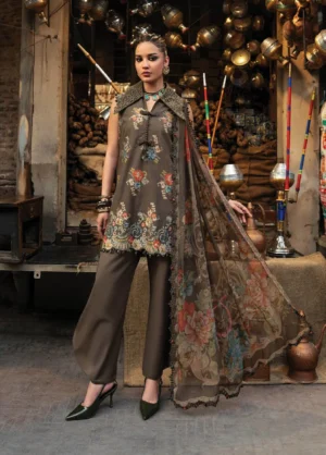M Prints by Maria B Unstitched Embossed Cambric 3 Piece Suit - 3B