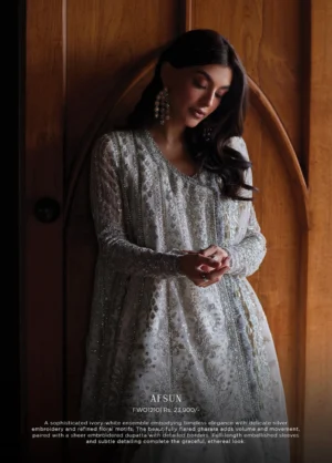 Alternative view of Dastangoi by Afrozeh Unstitched Embroidered Poly Net 3 Piece Suit Afsun -1210