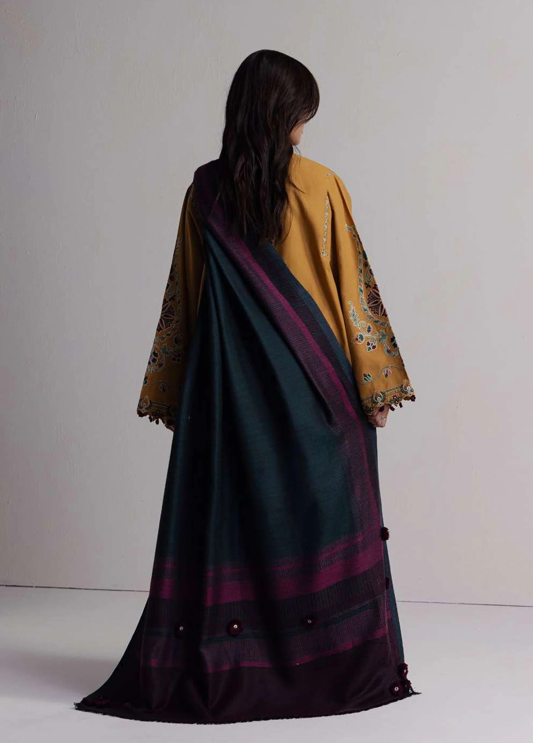 Coco by Zara Shahjahan Unstitched Khaddar OCHRE 2A - Winter Collection - Image 2