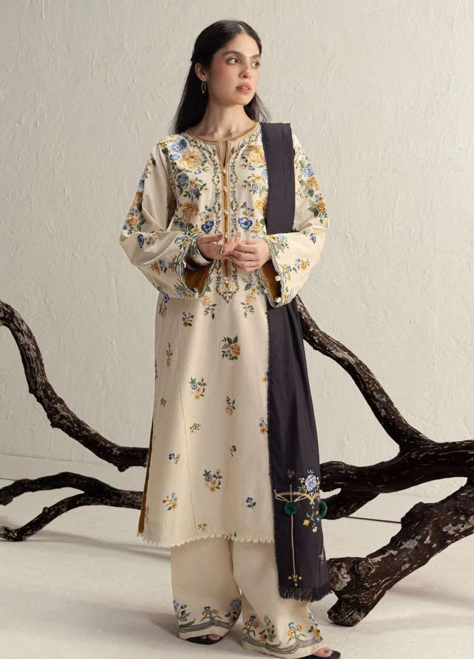 Coco by Zara Shahjahan Unstitched Khaddar ASMANI 9B - Winter Collection