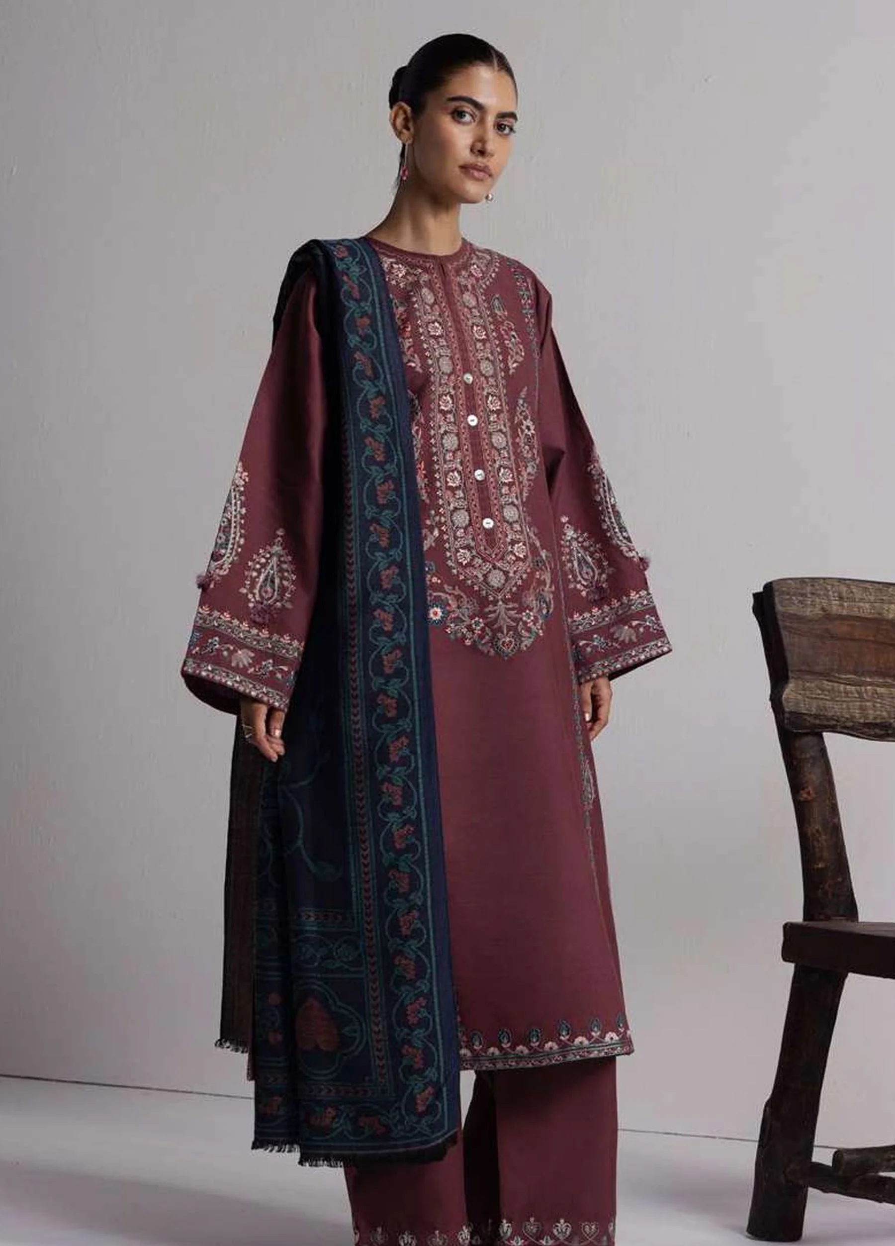 Coco by Zara Shahjahan Unstitched Khaddar SARD 1A - Winter Collection