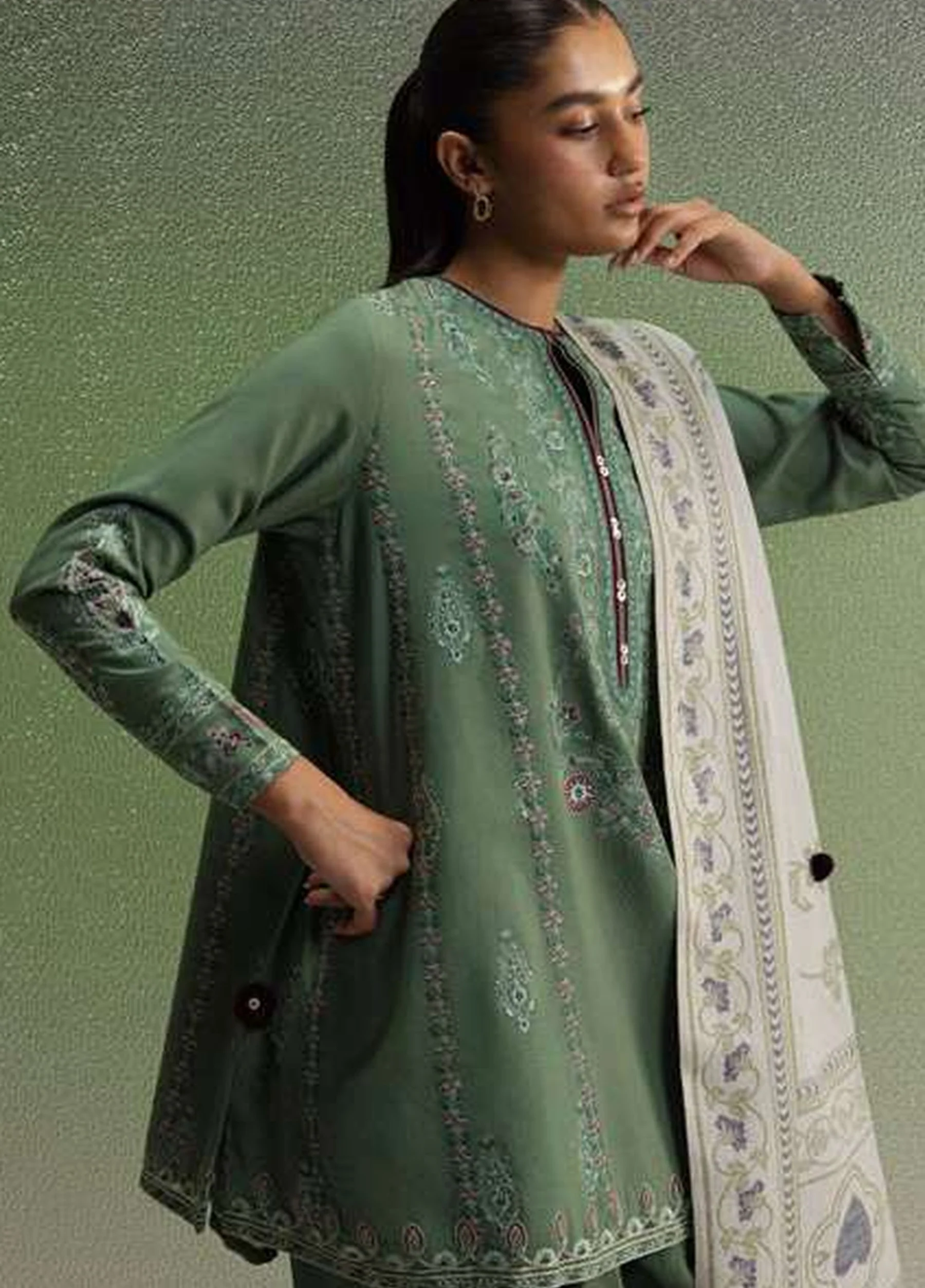 Coco by Zara Shahjahan Unstitched Khaddar SARD 1B - Winter Collection - Image 5