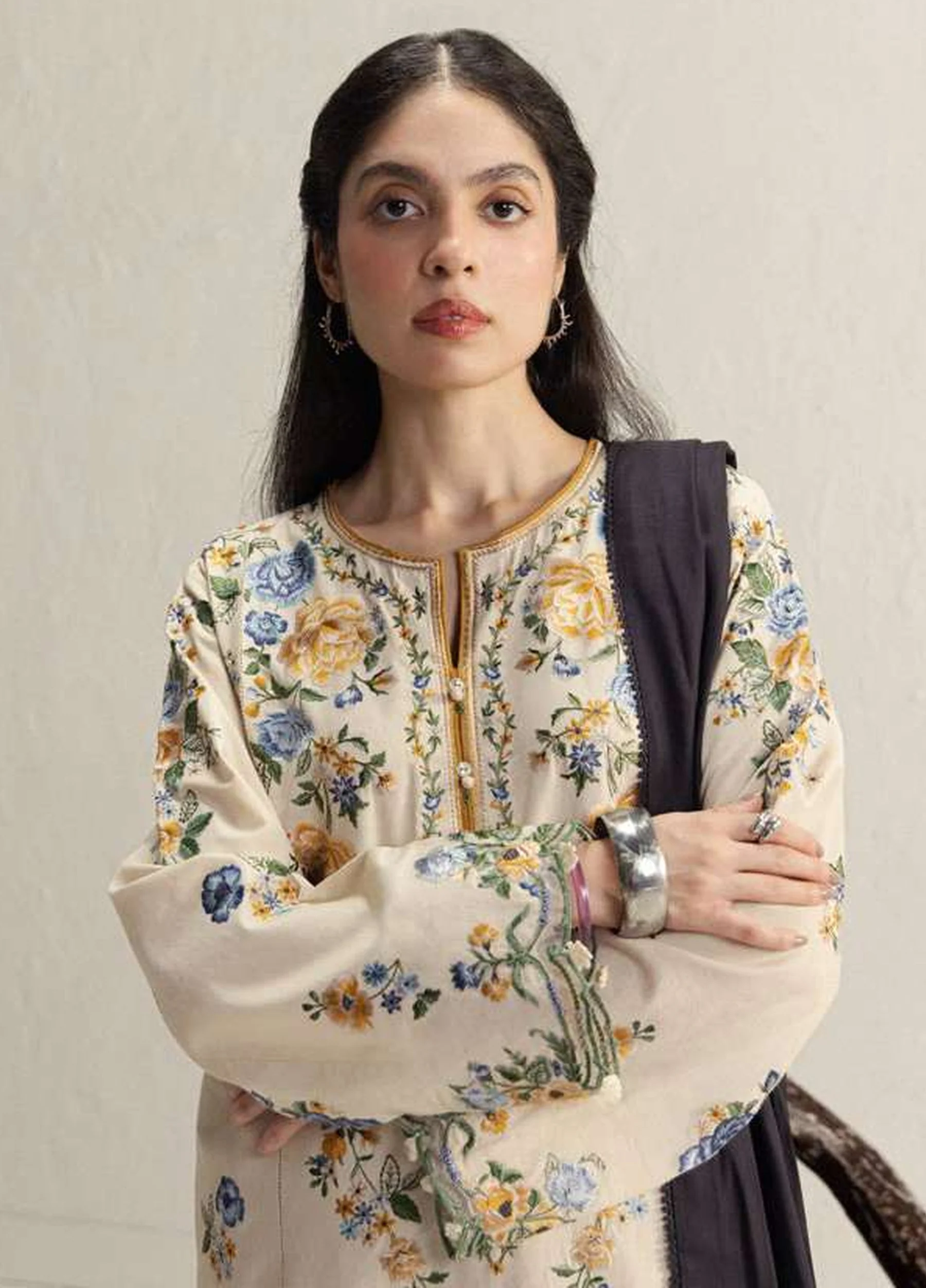 Coco by Zara Shahjahan Unstitched Khaddar ASMANI 9B - Winter Collection - Image 4