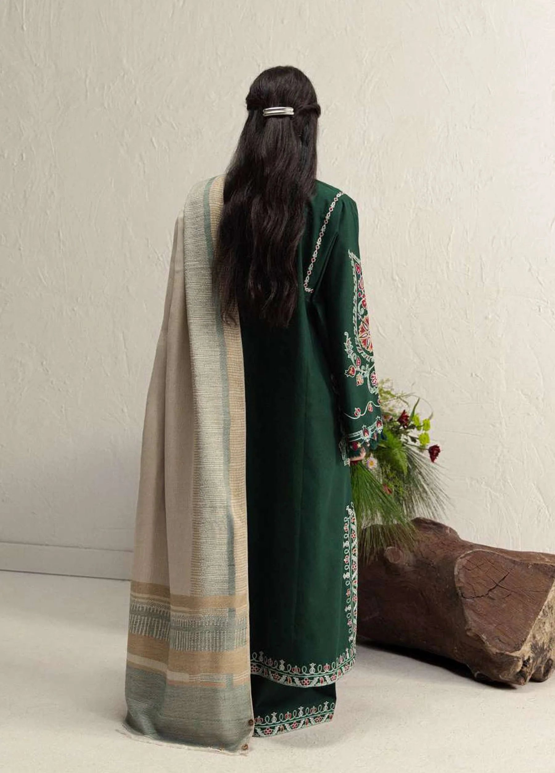 Coco by Zara Shahjahan Unstitched Khaddar OCHRE 2B - Winter Collection - Image 3