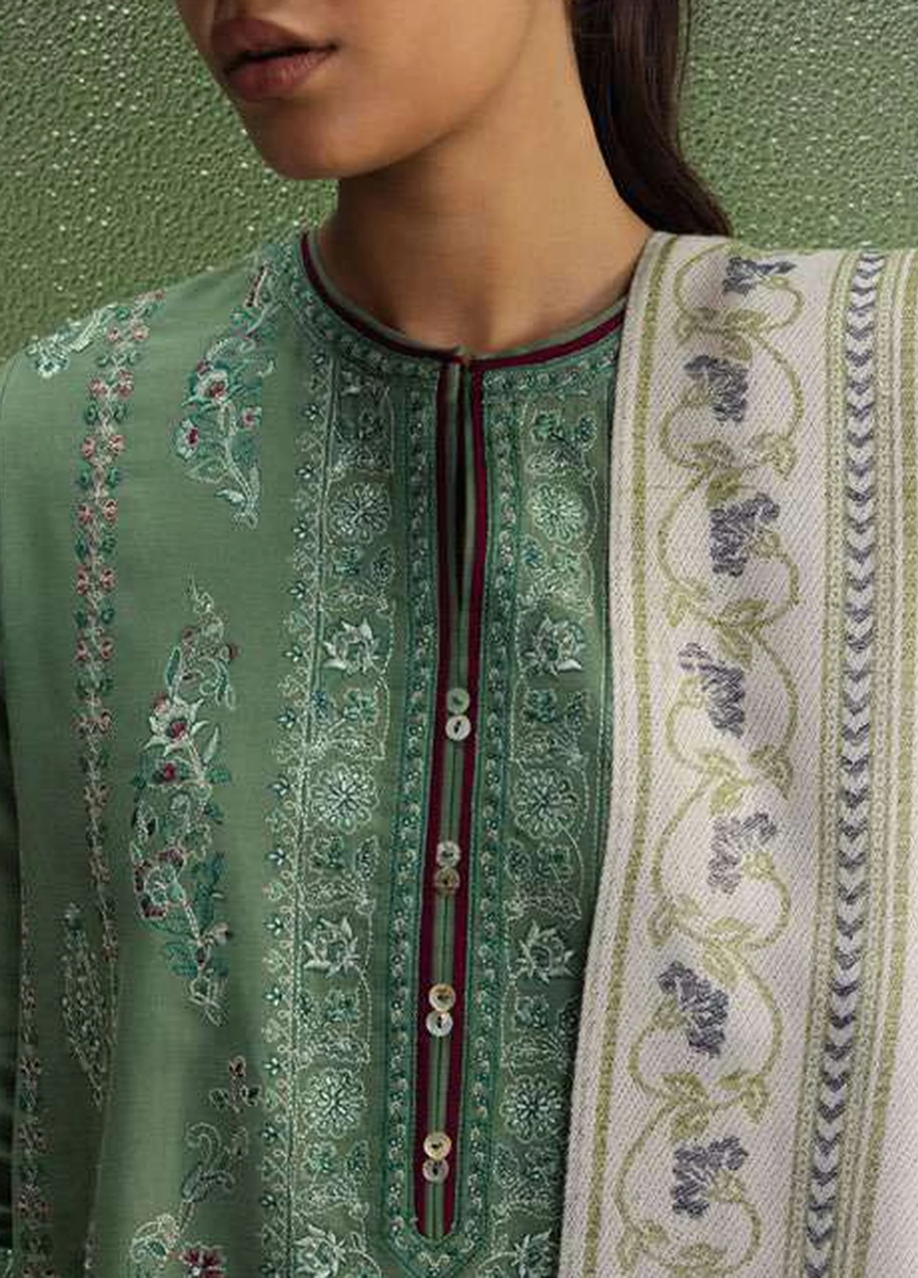 Coco by Zara Shahjahan Unstitched Khaddar SARD 1B - Winter Collection - Image 6
