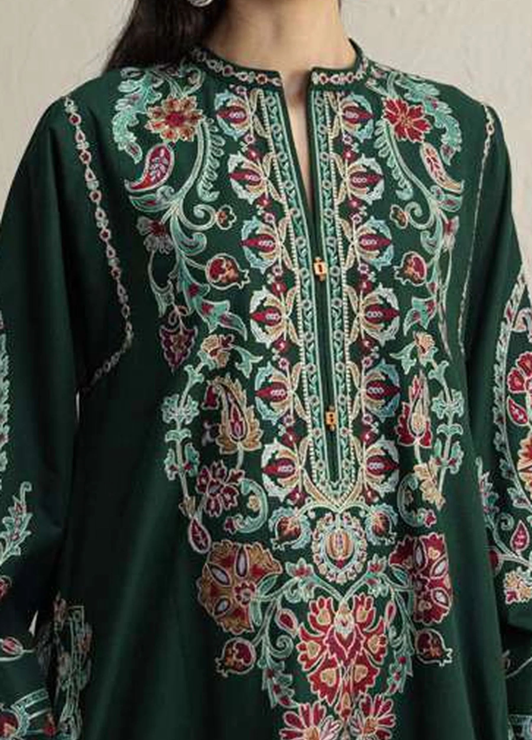 Coco by Zara Shahjahan Unstitched Khaddar OCHRE 2B - Winter Collection - Image 4