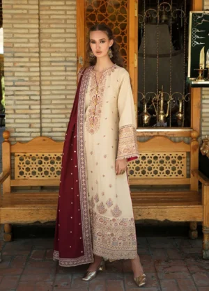 Beneath Bukhara by Mushq Unstitched Embroidered Karandi  Frosted Dome - Winter Collection